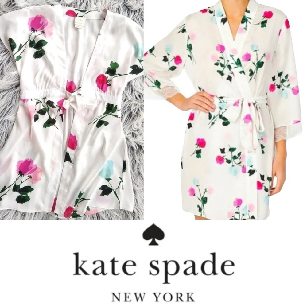 Kate Spade Womens Floral Charmeuse Robe size XS / S
